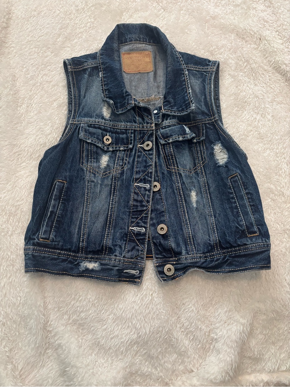 Amethyst Jeans Distressed Dark Blue women Denim Vest